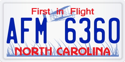 NC license plate AFM6360