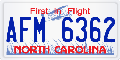 NC license plate AFM6362