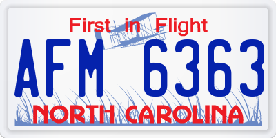 NC license plate AFM6363