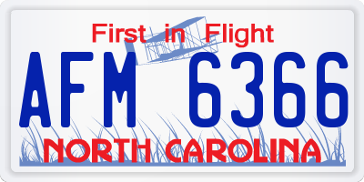 NC license plate AFM6366