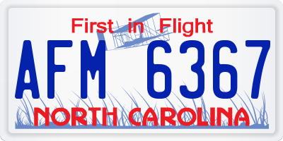 NC license plate AFM6367