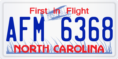 NC license plate AFM6368