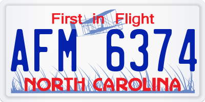 NC license plate AFM6374