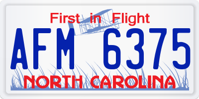 NC license plate AFM6375