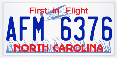 NC license plate AFM6376