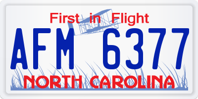 NC license plate AFM6377