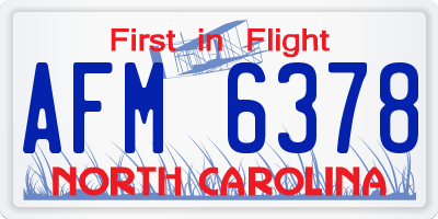 NC license plate AFM6378
