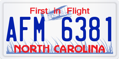 NC license plate AFM6381