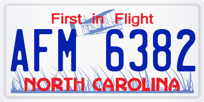 NC license plate AFM6382