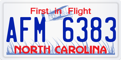NC license plate AFM6383