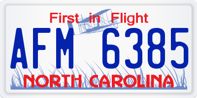 NC license plate AFM6385