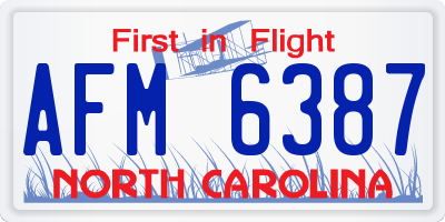 NC license plate AFM6387