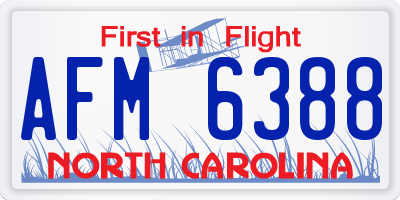 NC license plate AFM6388