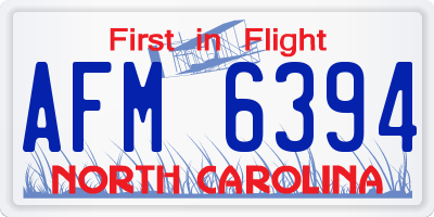 NC license plate AFM6394