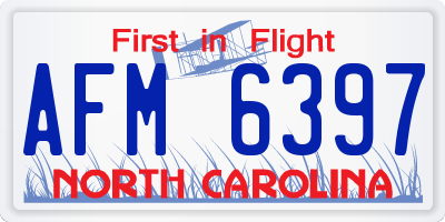 NC license plate AFM6397