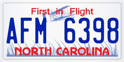 NC license plate AFM6398