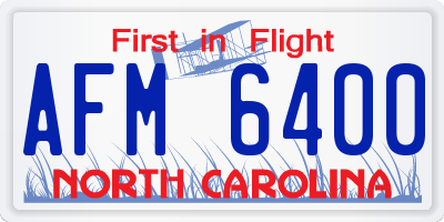 NC license plate AFM6400