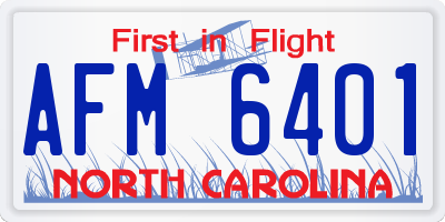 NC license plate AFM6401