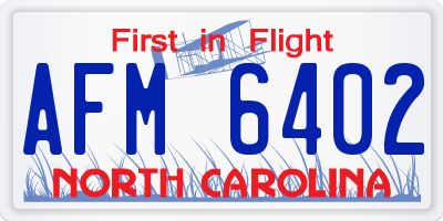 NC license plate AFM6402