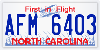 NC license plate AFM6403