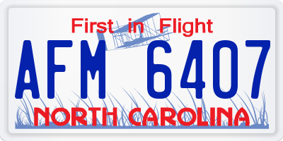 NC license plate AFM6407
