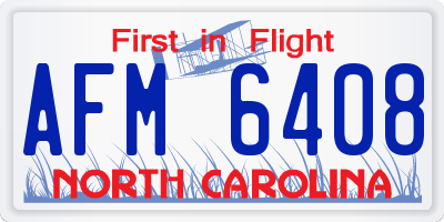 NC license plate AFM6408