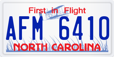 NC license plate AFM6410