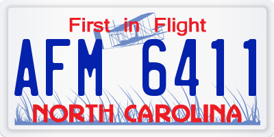 NC license plate AFM6411