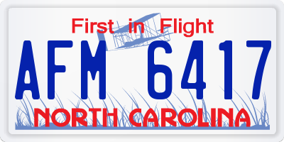 NC license plate AFM6417