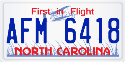 NC license plate AFM6418