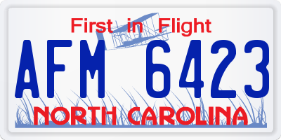 NC license plate AFM6423