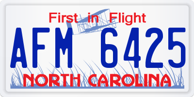 NC license plate AFM6425