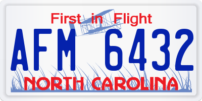 NC license plate AFM6432