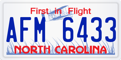 NC license plate AFM6433