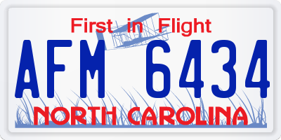 NC license plate AFM6434