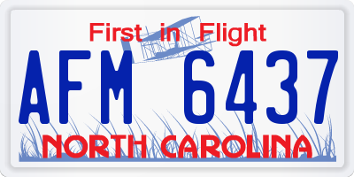 NC license plate AFM6437