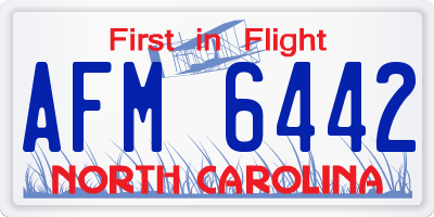 NC license plate AFM6442