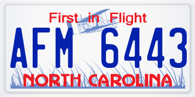 NC license plate AFM6443