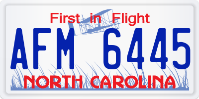 NC license plate AFM6445