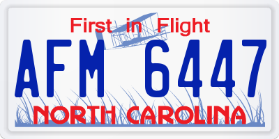 NC license plate AFM6447