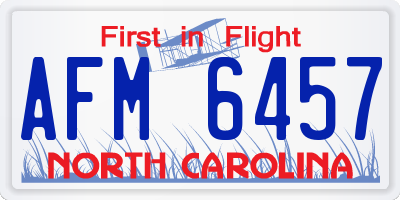 NC license plate AFM6457