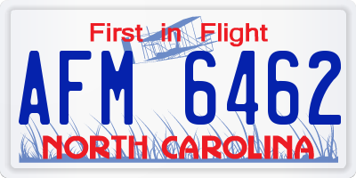 NC license plate AFM6462