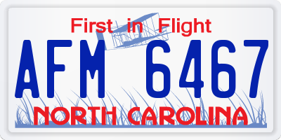 NC license plate AFM6467