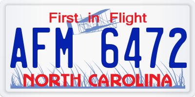 NC license plate AFM6472