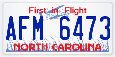 NC license plate AFM6473