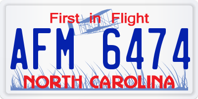 NC license plate AFM6474