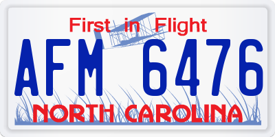 NC license plate AFM6476