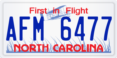 NC license plate AFM6477