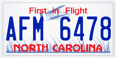 NC license plate AFM6478