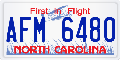 NC license plate AFM6480